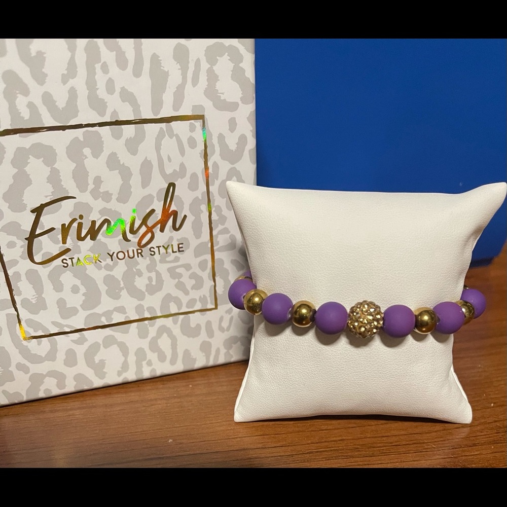 Erimish Purple & Gold Glitter Bead Single